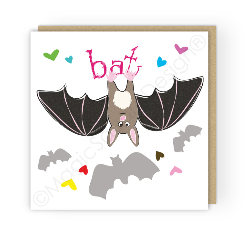 Bat Hearts Greetings Card