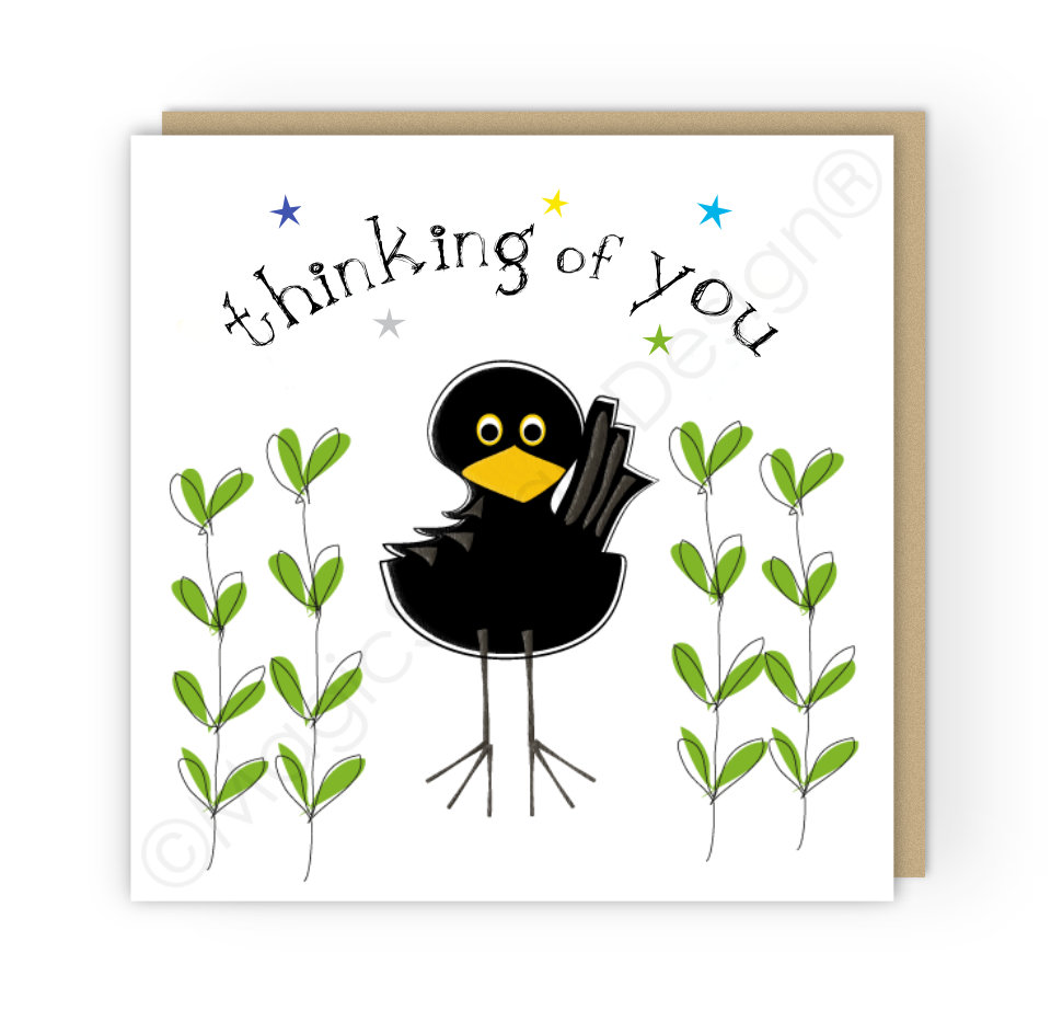 Blackbird 'Thinking of you' Stars Greetings Card
