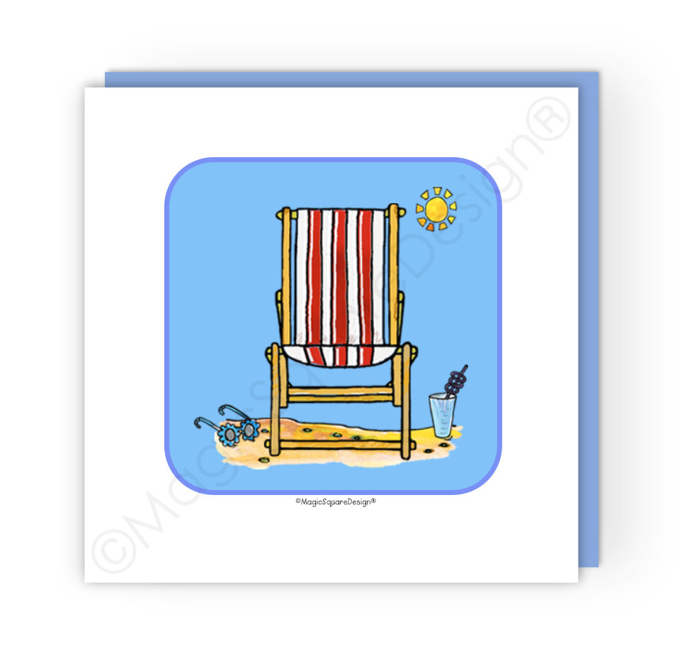 Blue Deckchair Greetings Card