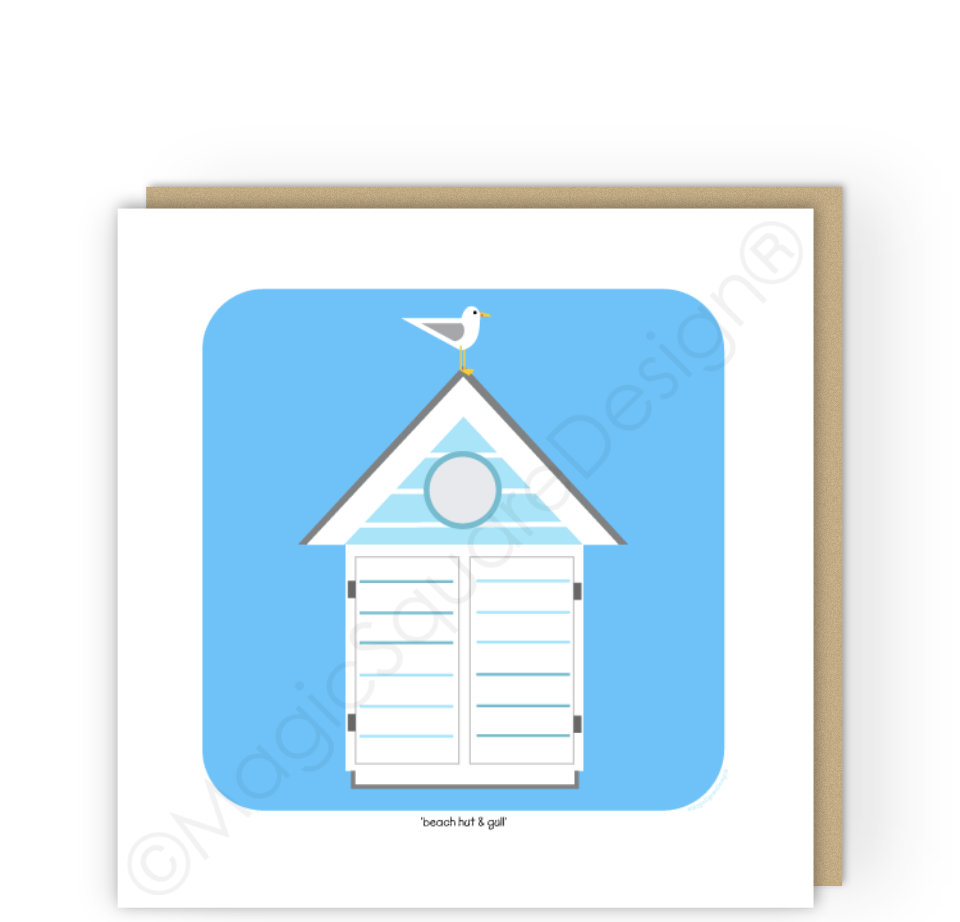 Hut & Gull Greetings Card