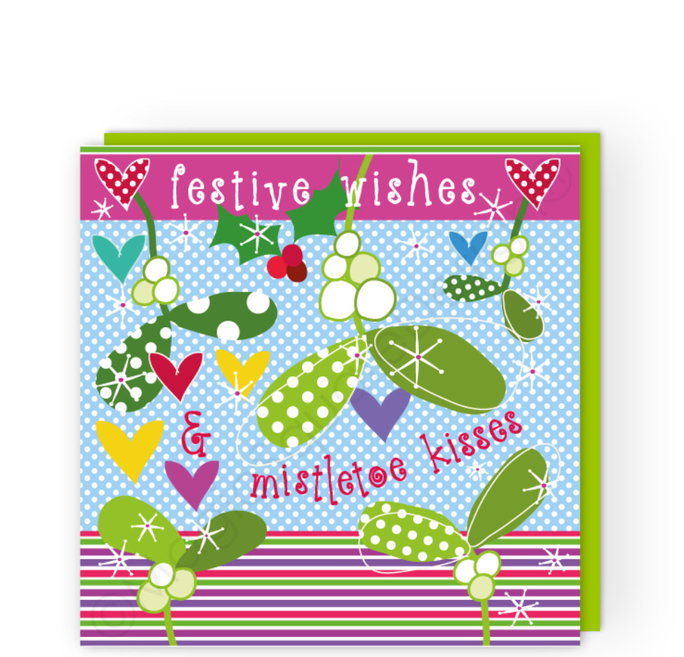 Mistletoe Kisses Christmas Card