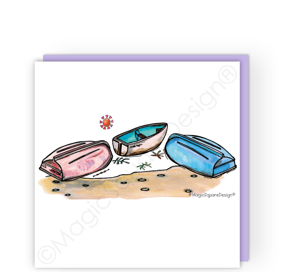 Upside Boats Greetings Card