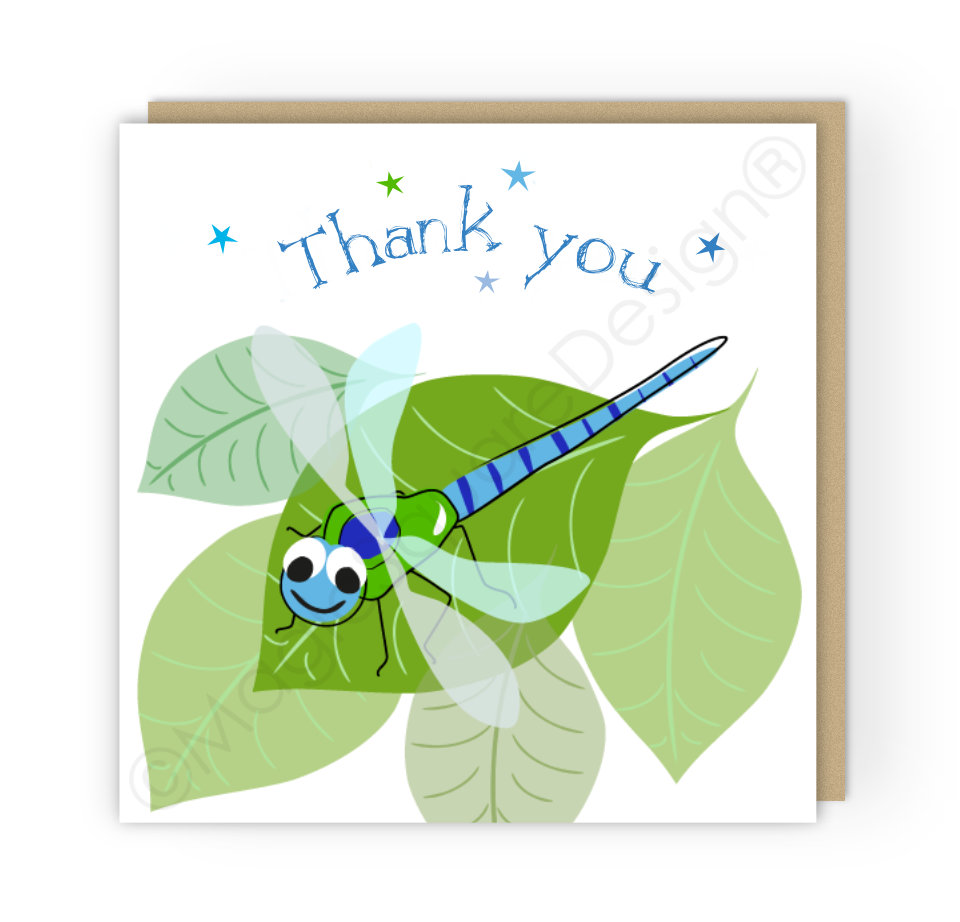 Dragonfly Thank you Stars Greetings Card