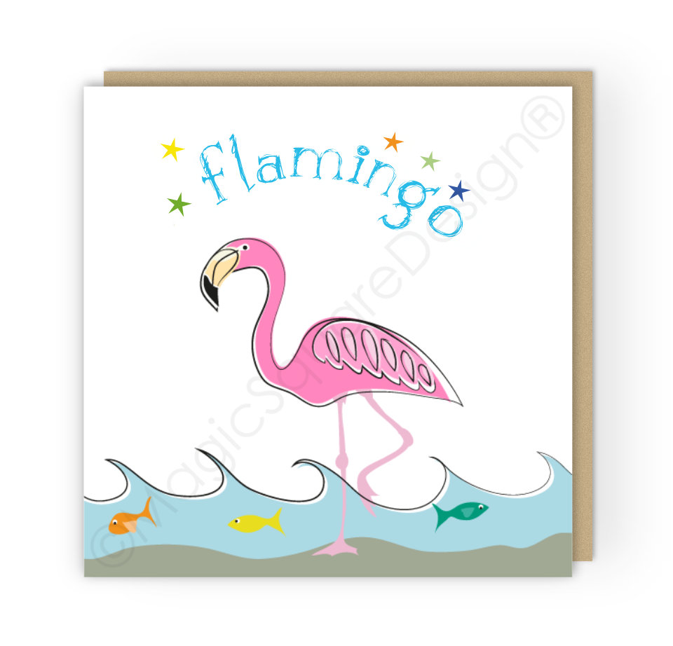 Flamingo Stars Greetings Card