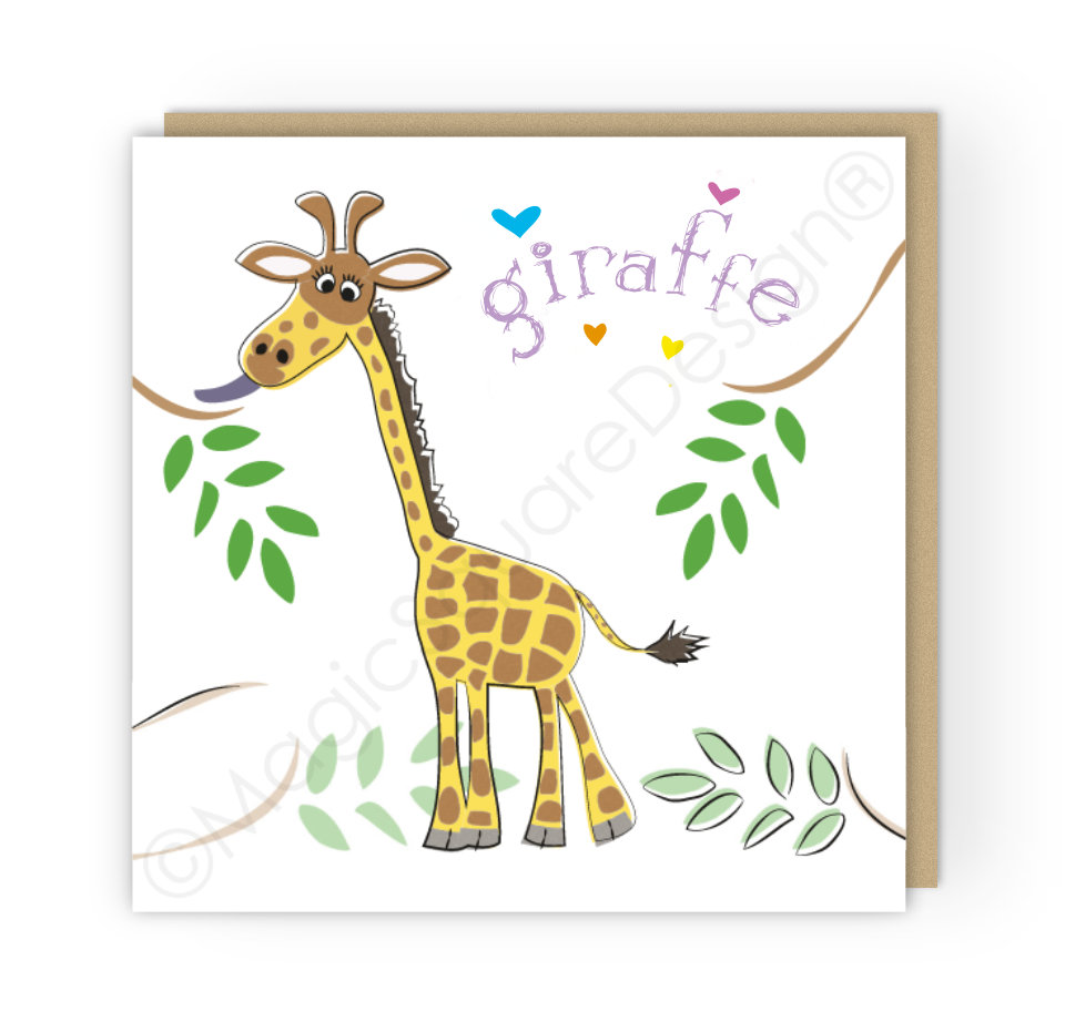 Giraffe Hearts Greetings Card