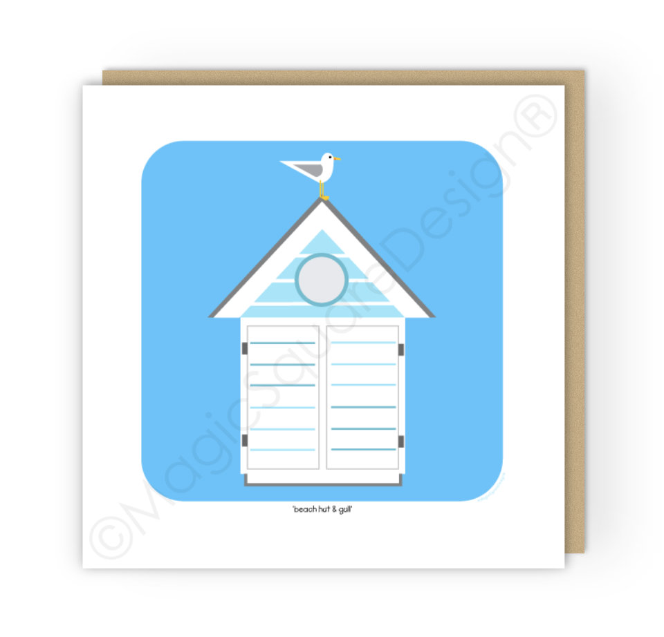 Coastal Elements Hut & Gull Greetings Card