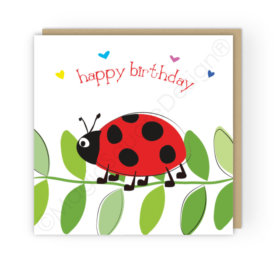 Ladybird Happy Birthday Hearts Greetings Card