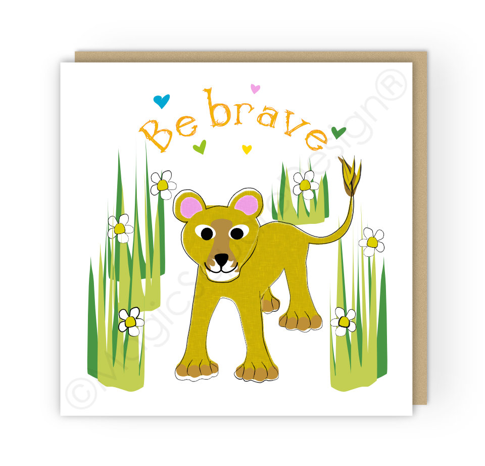 Lioness 'Be brave' Hearts Greetings Card