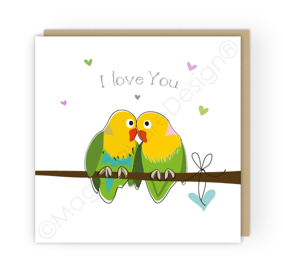 Lovebirds I Love You Greetings Card