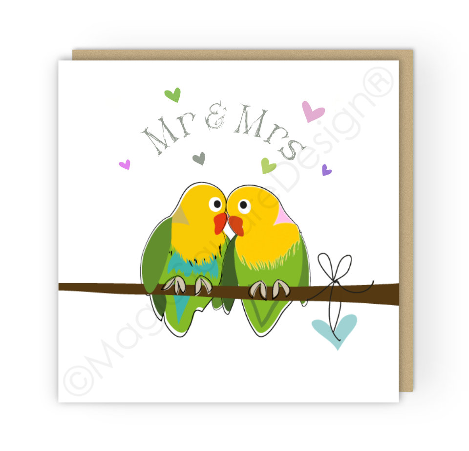 Lovebirds Mr & Mrs Greetings Card