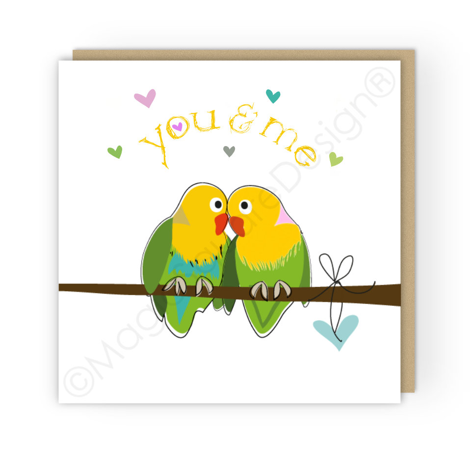 Lovebirds You & Me Greetings Card