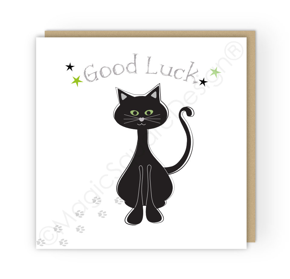 Black Cat Good Luck Greetings Card