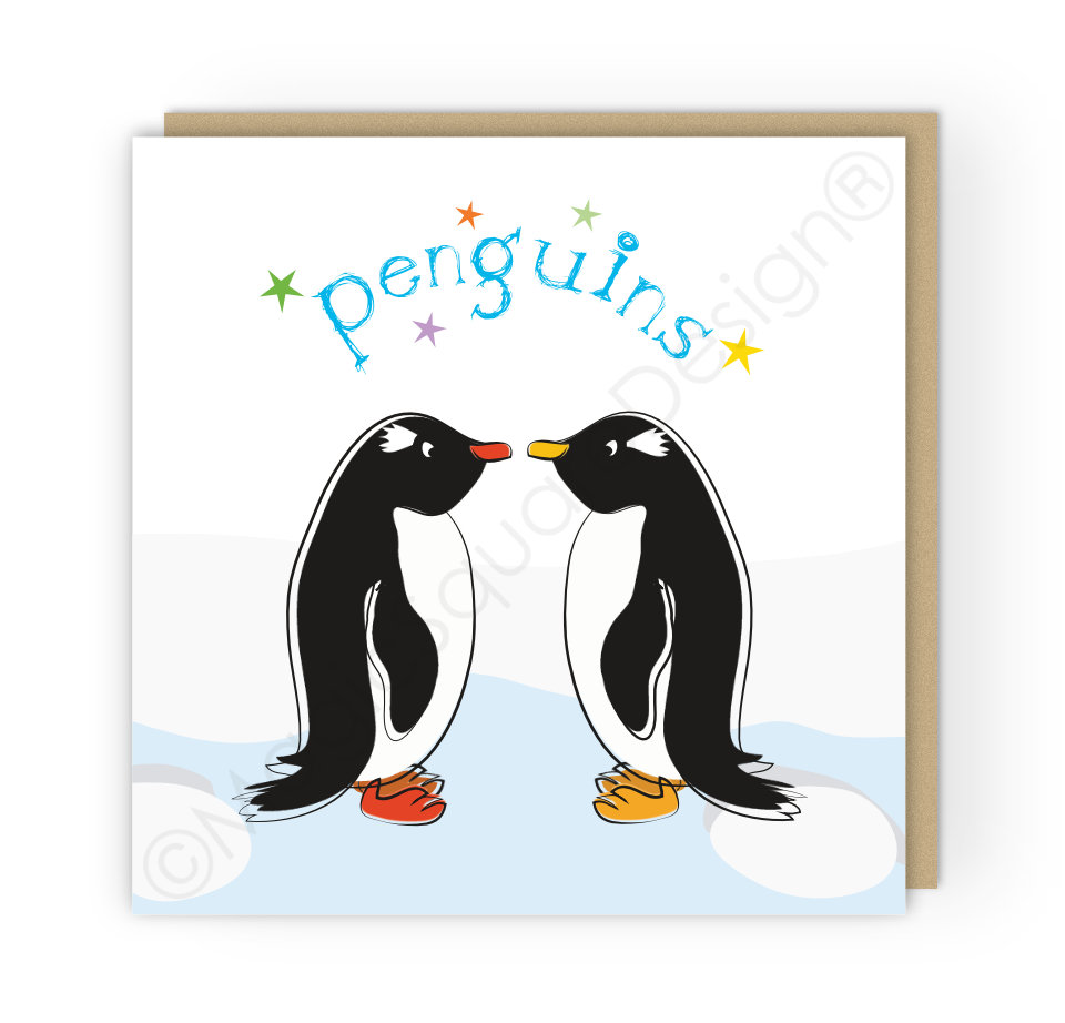 Penguins Stars Greetings Card