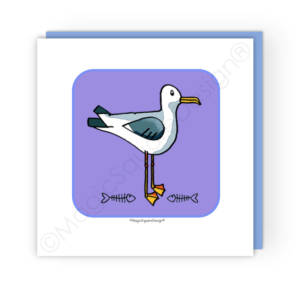 Purple Seagull Greetings Card