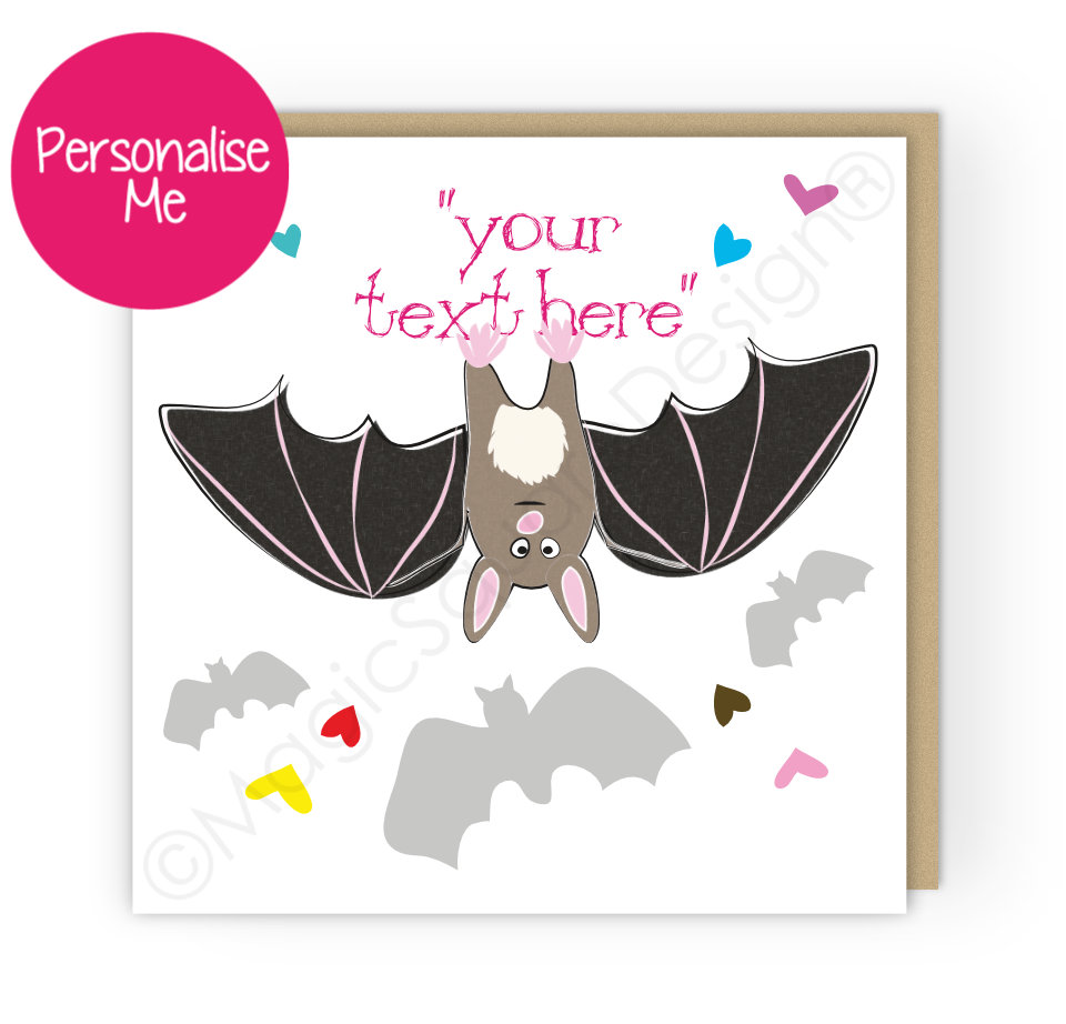 Personalised Bat Hearts Greetings Card
