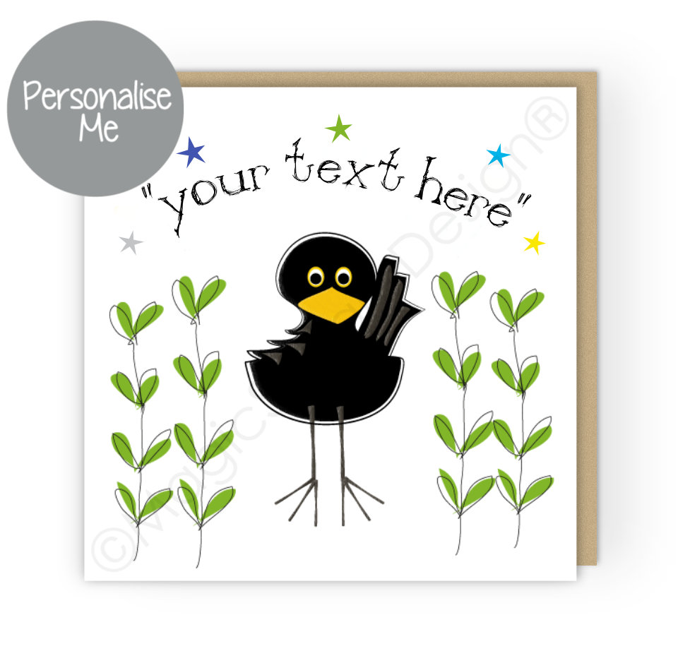 Personalised Blackbird Stars Greetings Card