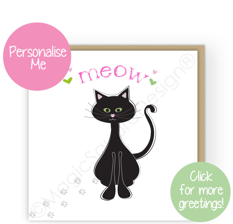 Meow Hearts Greetings Cards