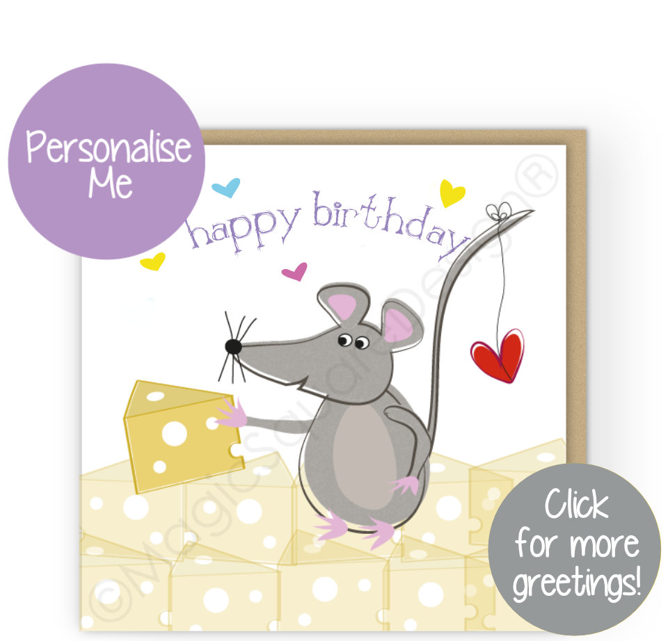 Mouse Hearts Greetings Cards