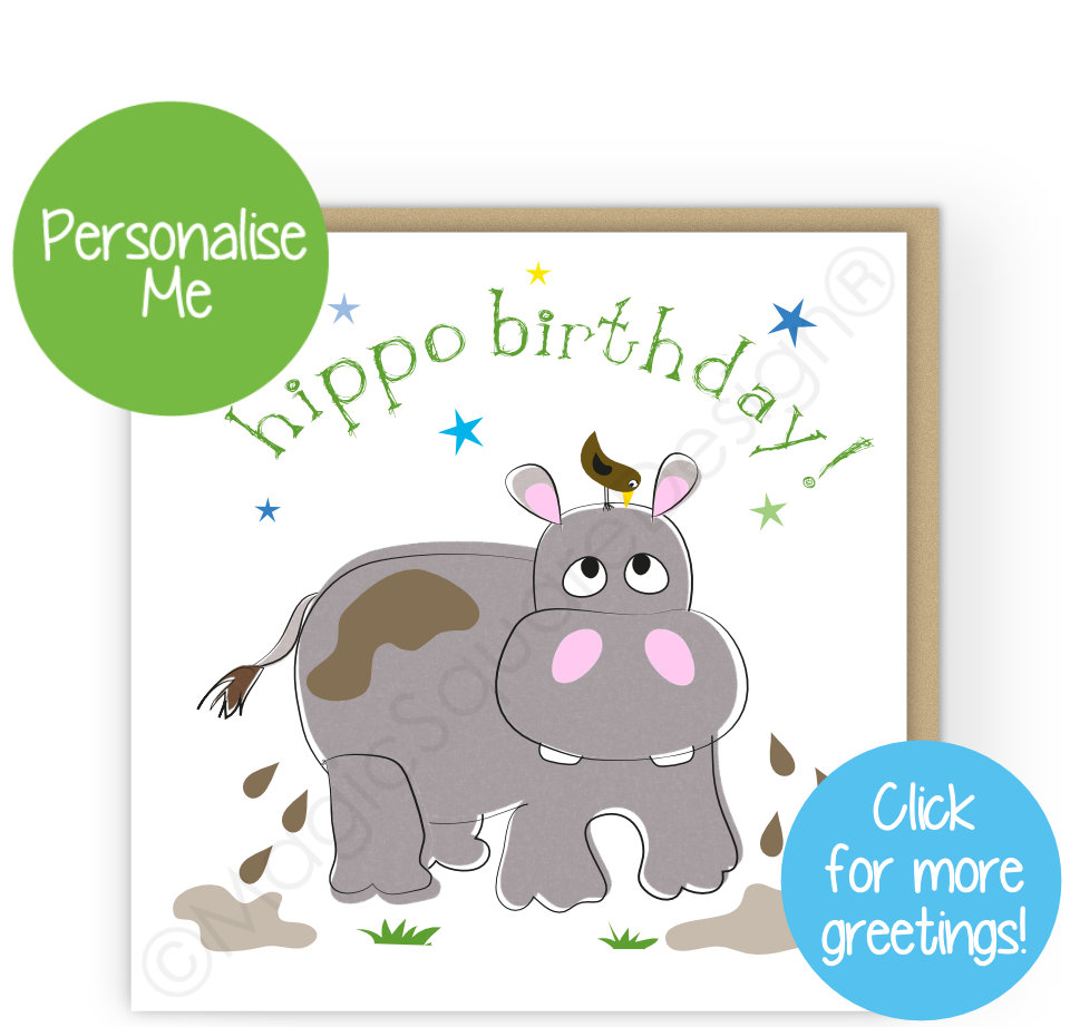 Hippo Stars Greetings Cards