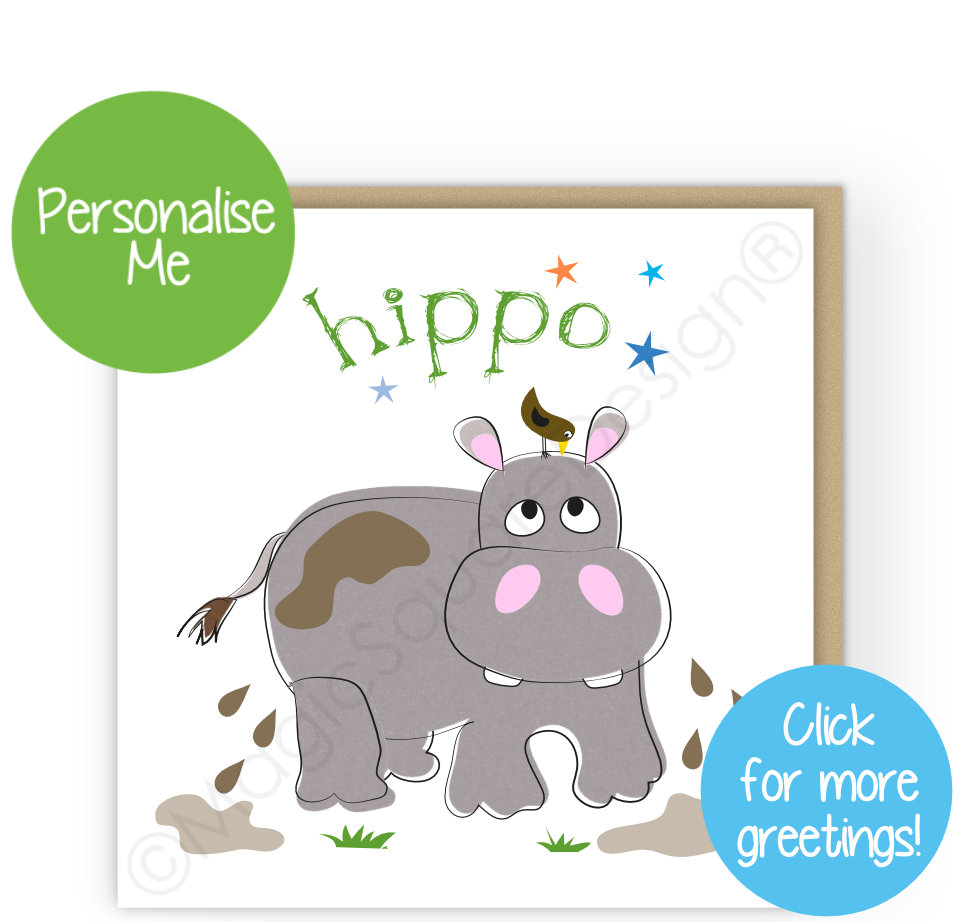 Hippo Stars Greetings Cards