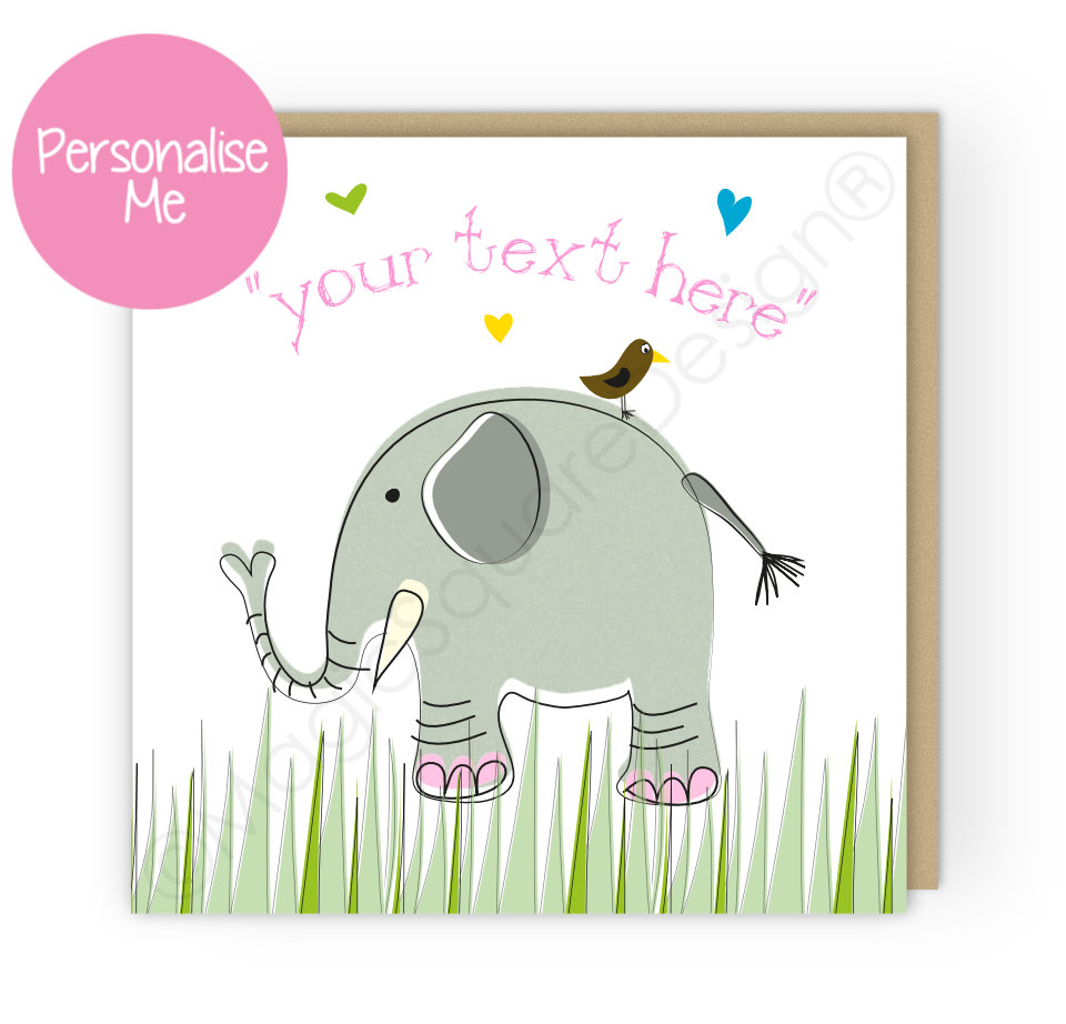 Personalised Elephant Hearts Greetings Card