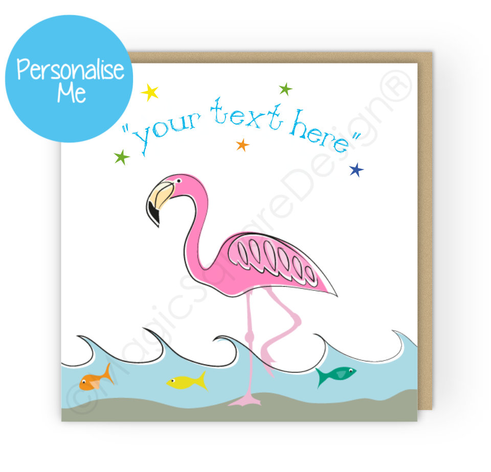 Personalised Flamingo Stars Greetings Card