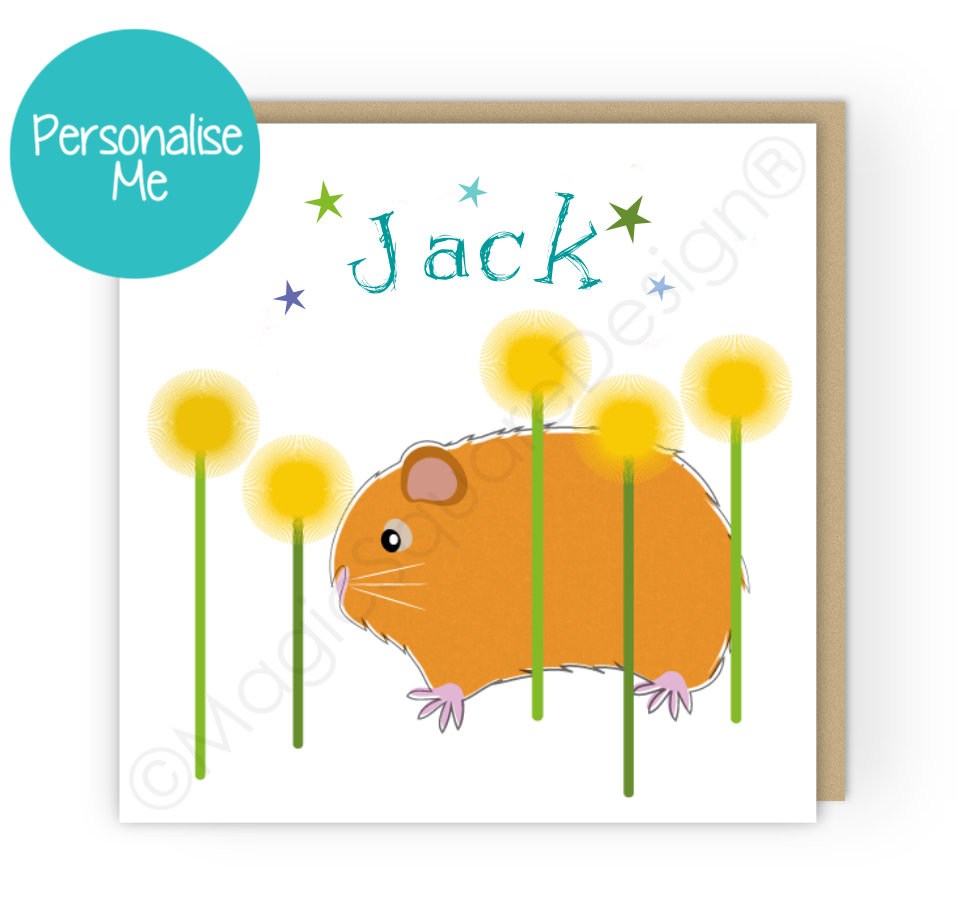 Personalised Guinea Pig Stars Greetings Card