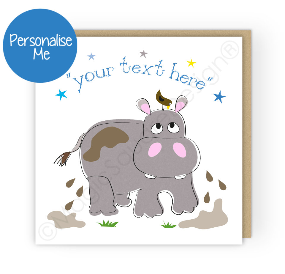 Personalised Hippo Stars Greetings Card