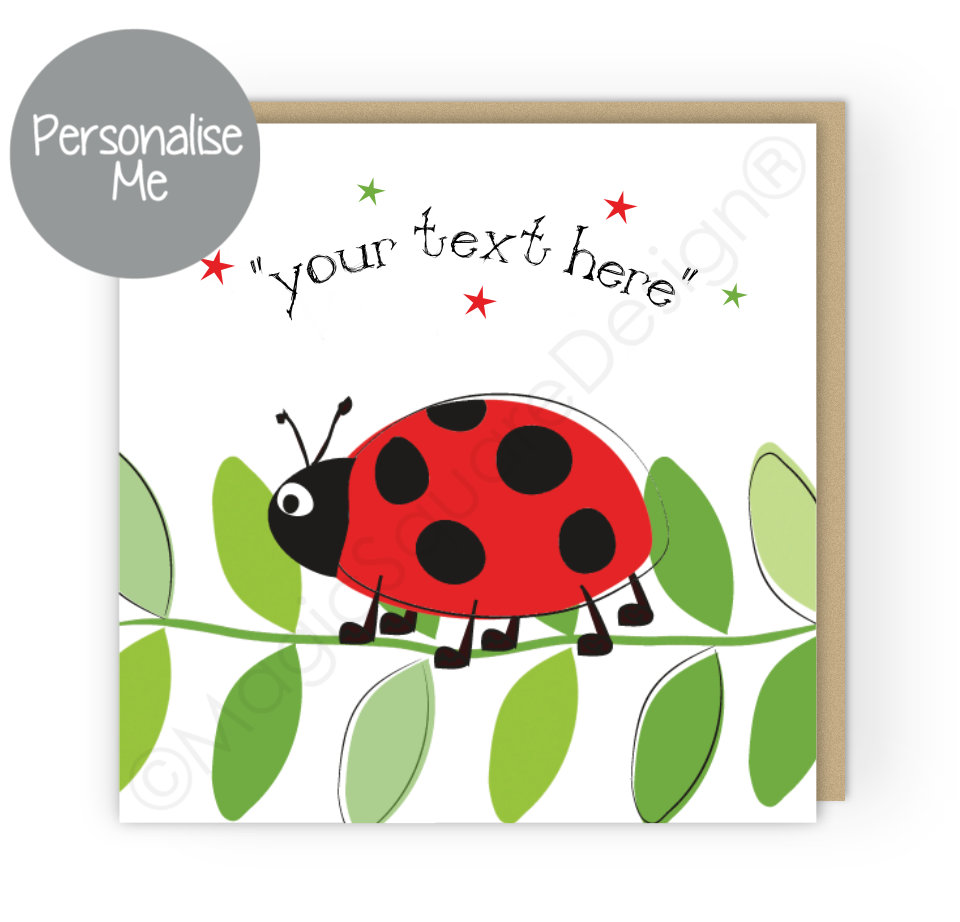 Personalised Ladybird Stars Greetings Card