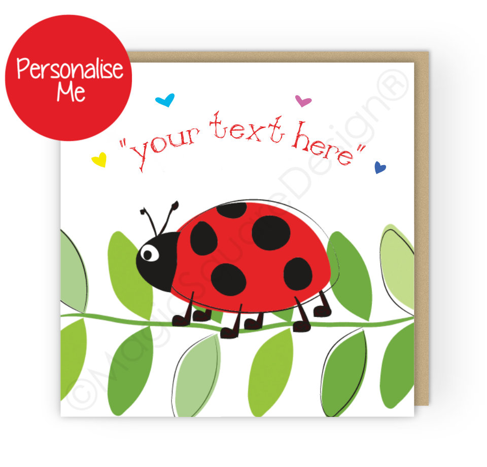Personalised Ladybird Hearts Greetings Card