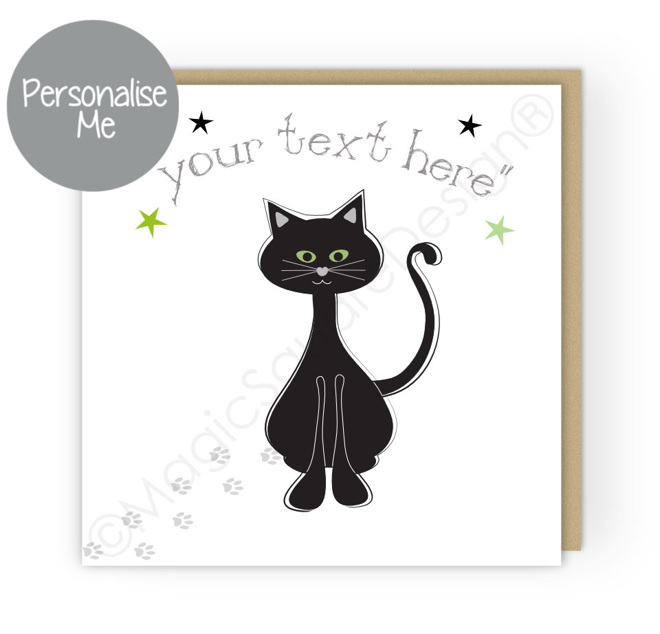 Personalised Meow Cat Stars Greetings Card