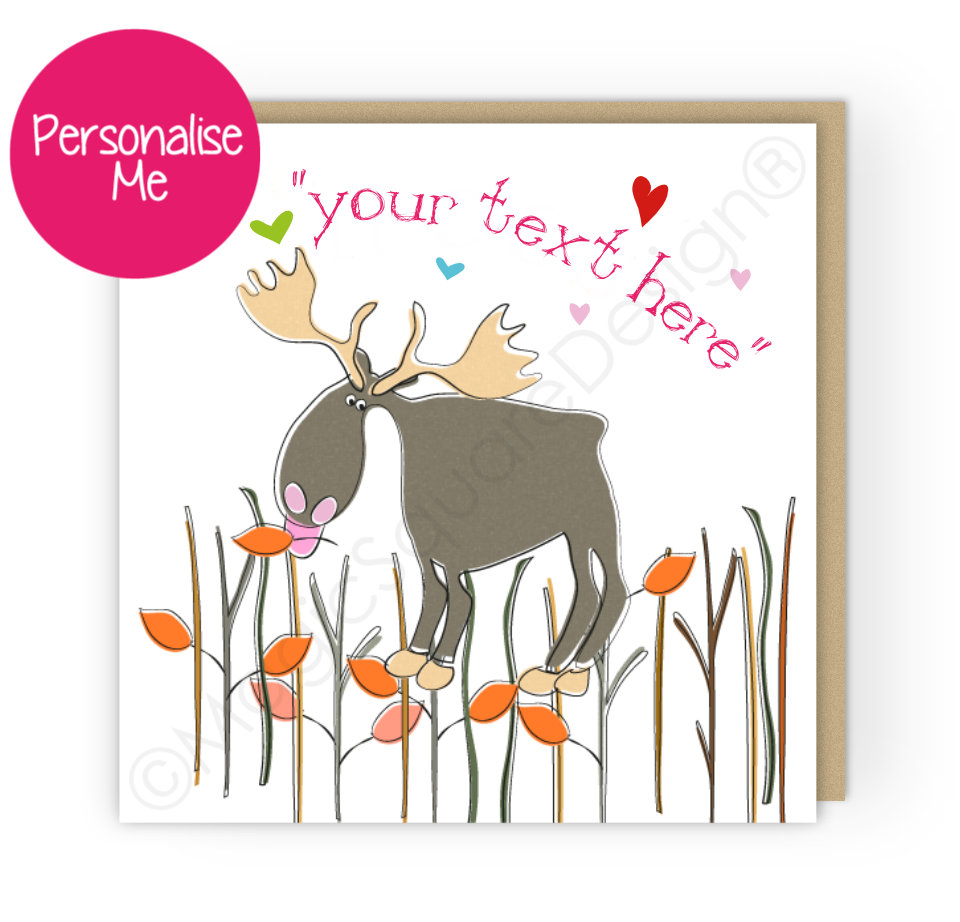 Personalised Moose Hearts Greetings Card