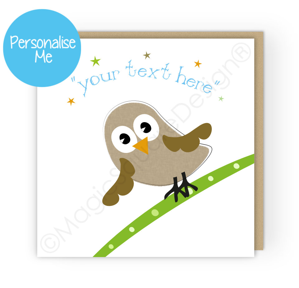 Personalised Twit Twoo Owl Stars Greetings Card