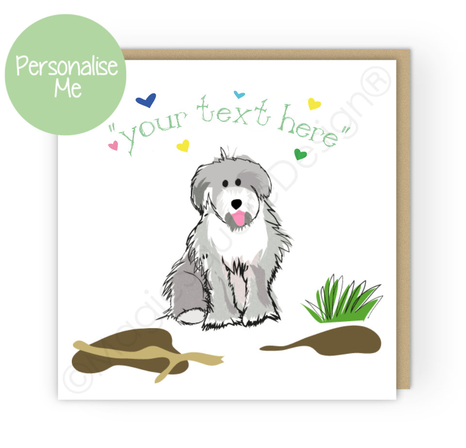 Personalised Woof Dog Hearts Greetings Card