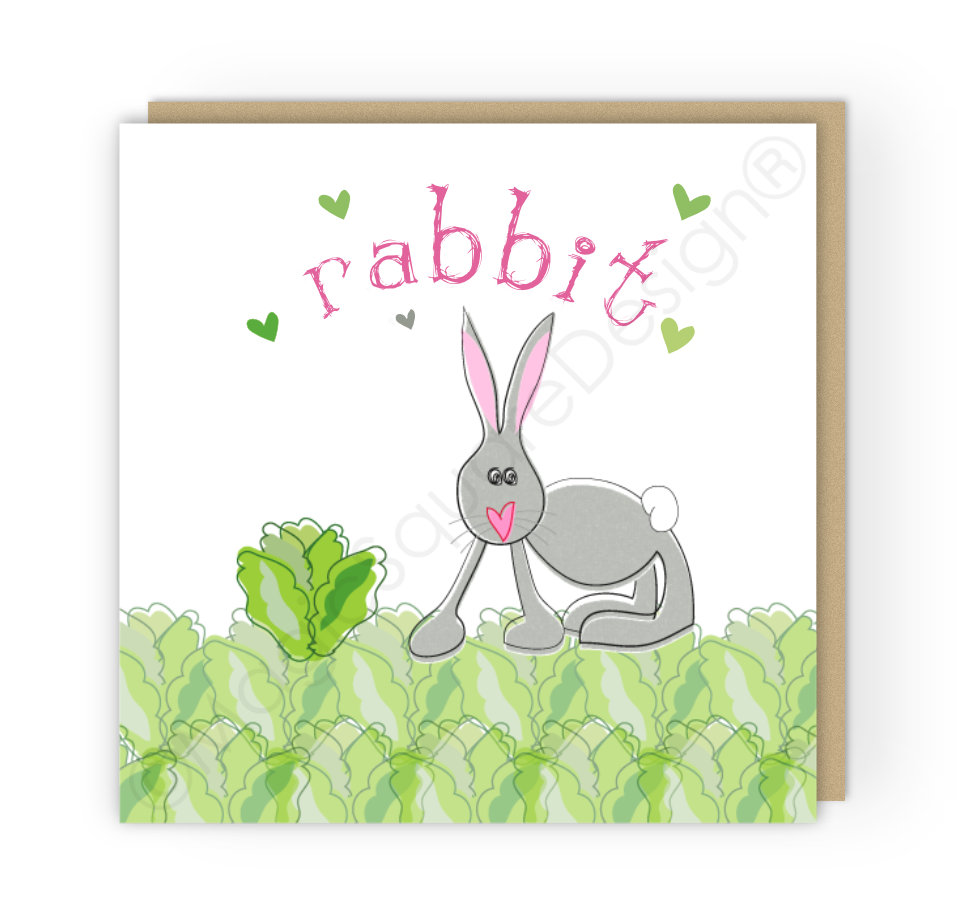 Rabbit Hearts Greetings Card