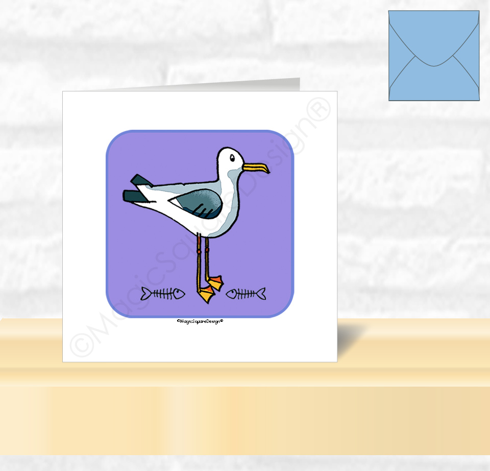 Purple Seagull Greetings Card