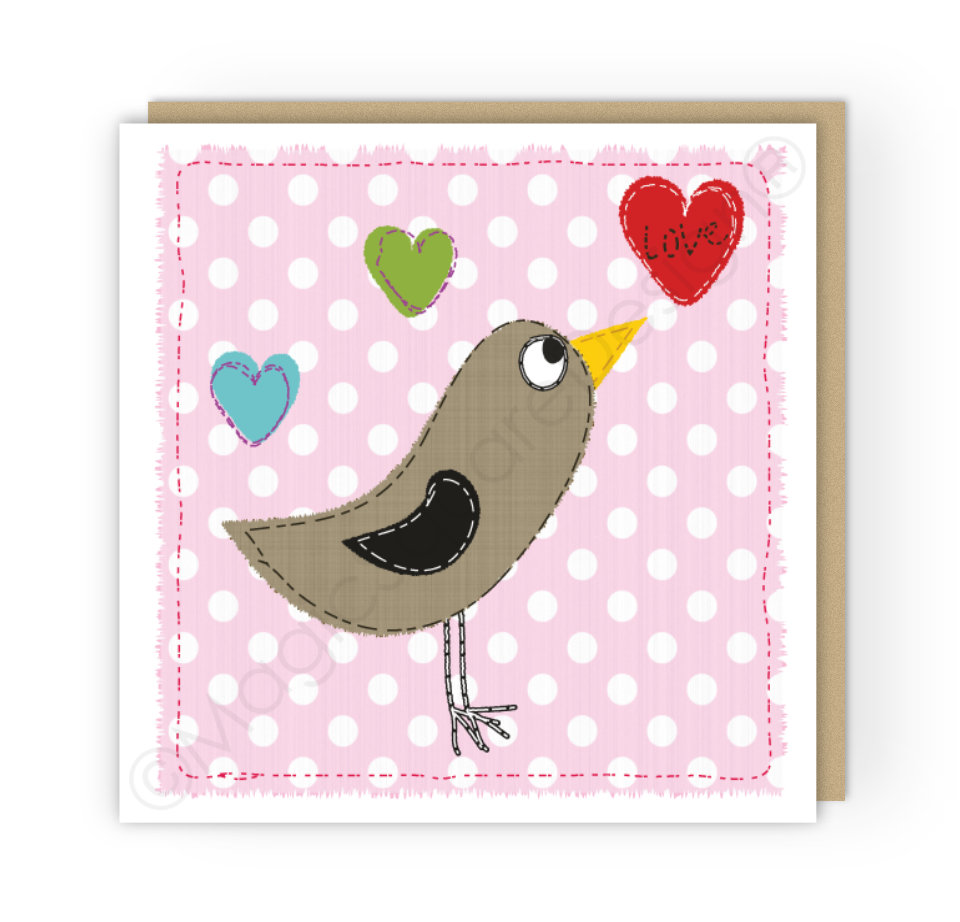 Stitched Bird Greetings Card