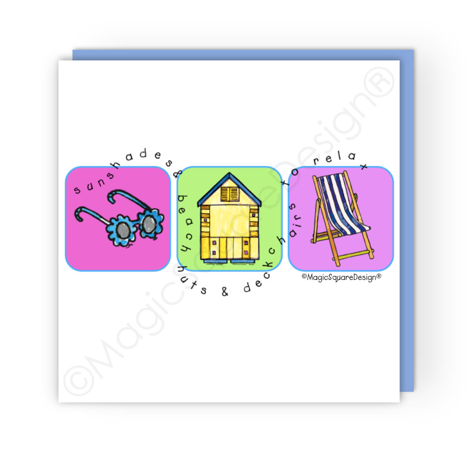 Sunshades & Huts Greetings Card
