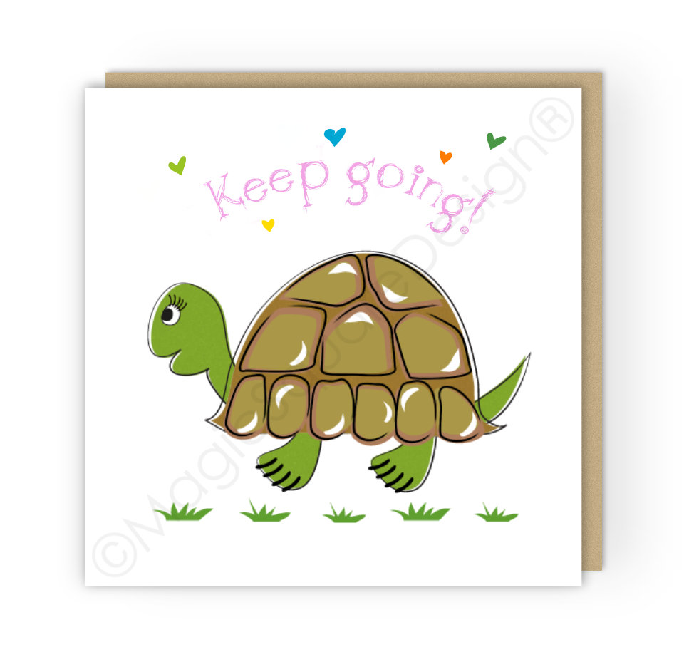 Tortoise Keep Going Hearts Greetings Card