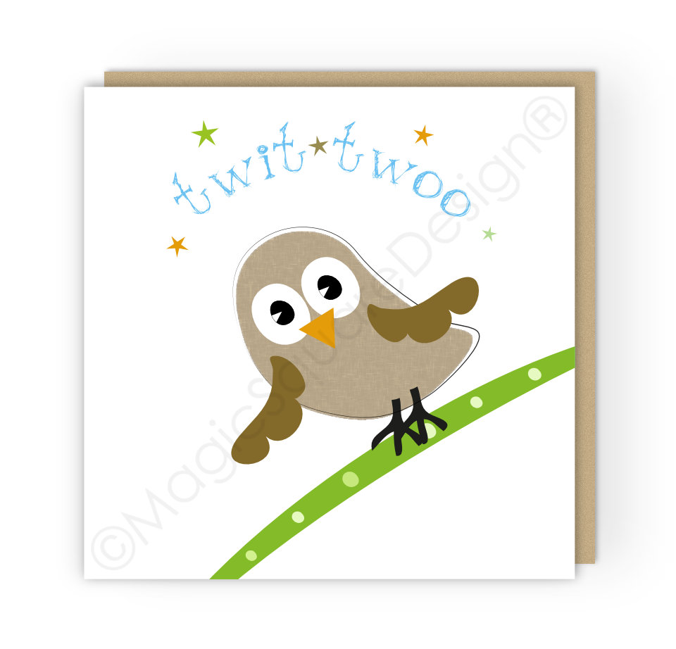 Twit Twoo Owl Stars Greetings Card