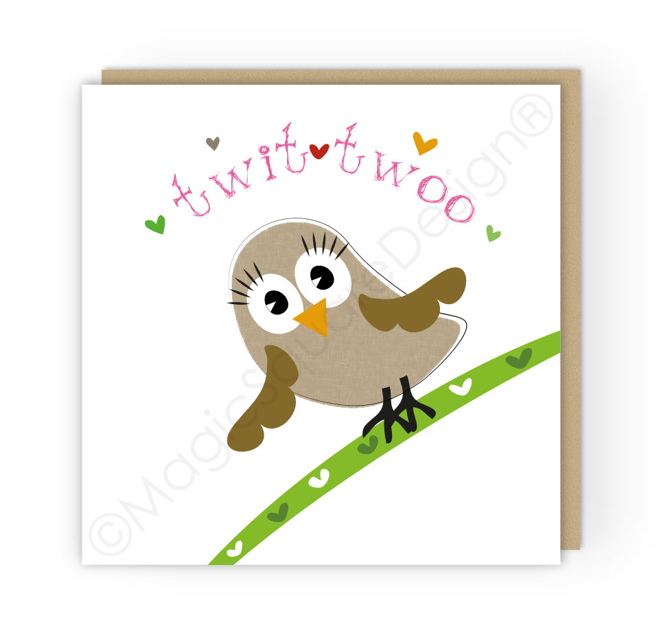 Twit Twoo Owl Greetings Card