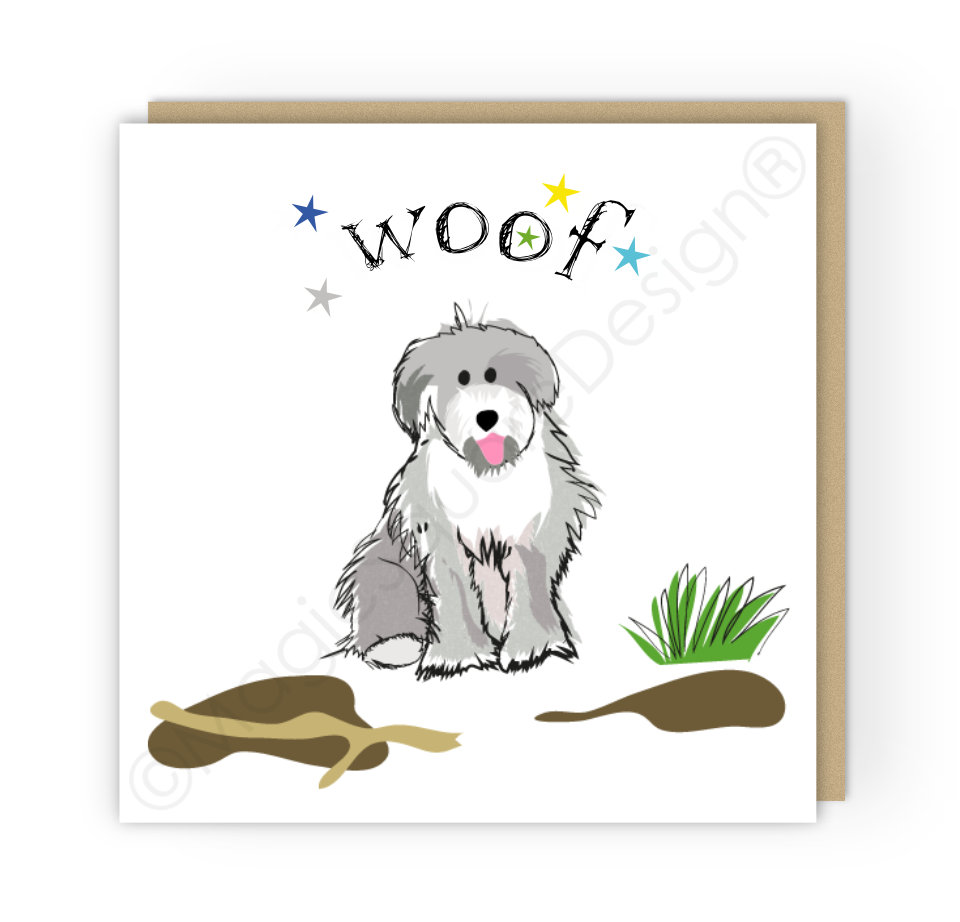 Woof Dog Stars Greetings Card