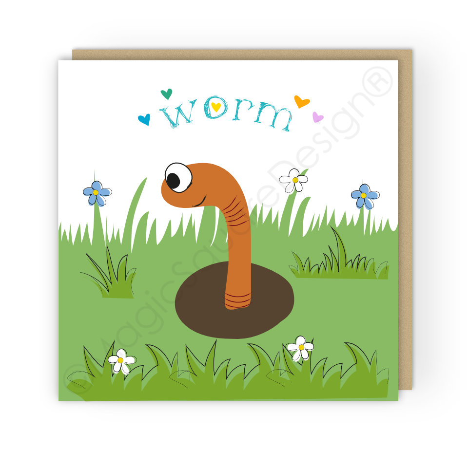 Worm Hearts Greetings Card